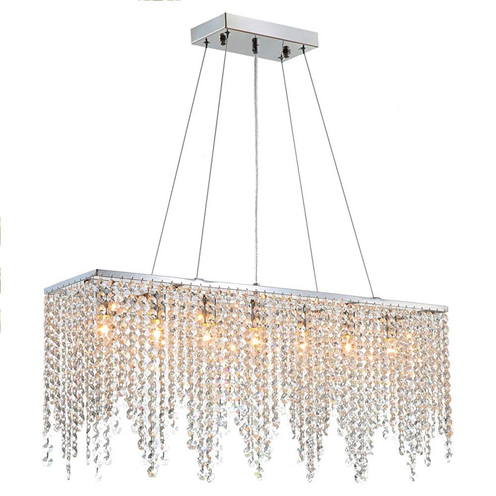 Apliqa Vita 7 Lı Krom Kristalli Taşlı Modern Tasarım Kristal Salon Avize görseli 3