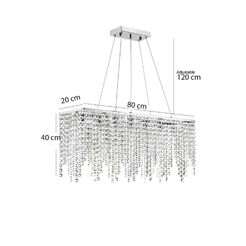 Apliqa Vita 7 Lı Krom Kristalli Taşlı Modern Tasarım Kristal Salon Avize görseli 4