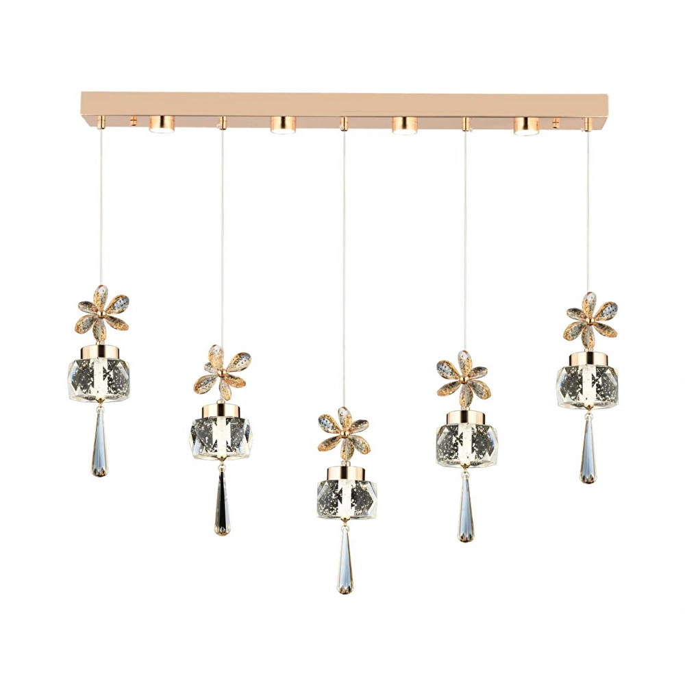 Apliqa Amaris 5'li Sıralı 3 Renkli 70 Watt Gold Kelebek Led Avize Kristal Ledli Modern Oturma Odası Salon Sarkıt Avize görseli 2