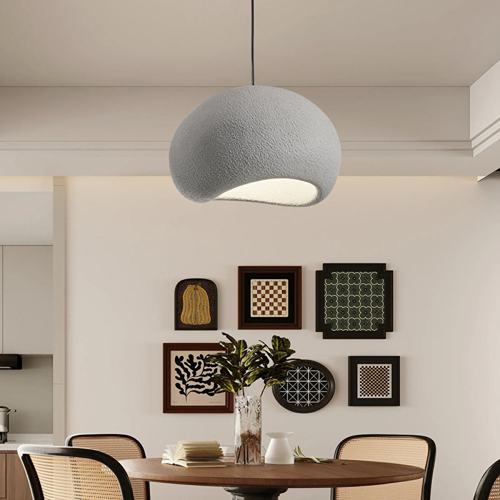 Apliqa Tretan Tekli Gri Beton Modern Sarkıt Oturma Odası Salon Sarkıt Avize görseli 1