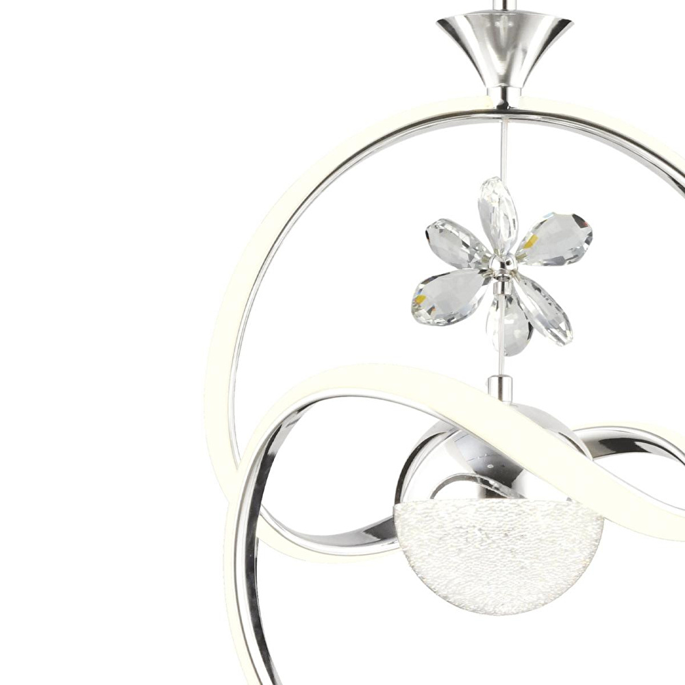 Apliqa Conroy Krom 3 Renkli 48 Watt Kristal Ledli Modern Oturma Odası Salon Sarkıt Avize görseli 4
