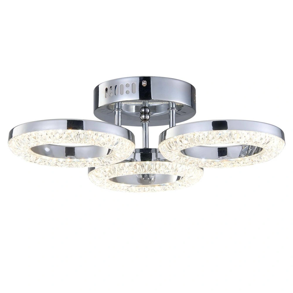 Apliqa Oylum 3'lü Krom 24 Watt Kristalli Koridor Salon Led Plafonyer Avize görseli 3