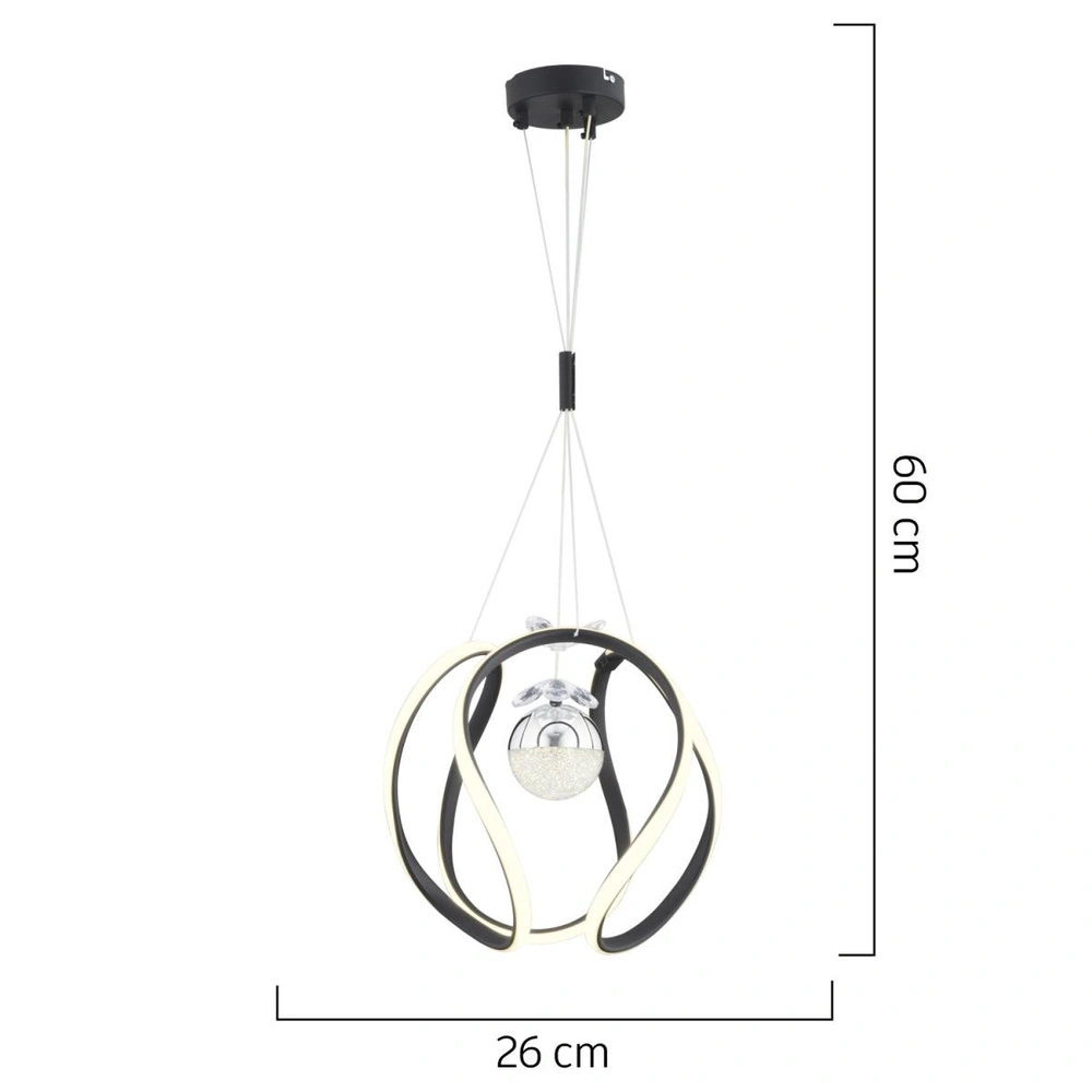 Apliqa Leroy Tekli Siyah Krom 3 Renkli 40 Watt Ledli Modern Oturma Odası, Koridor, Salon Led Avize görseli 5