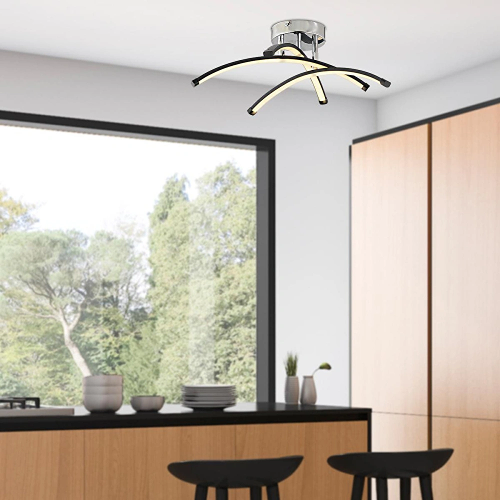Apliqa Dosse 3lü Siyah 28 Watt Plafonyer 3 Renkli Ledli Modern Mutfak Banyo Led Salon Sarkıt Avize görseli 1