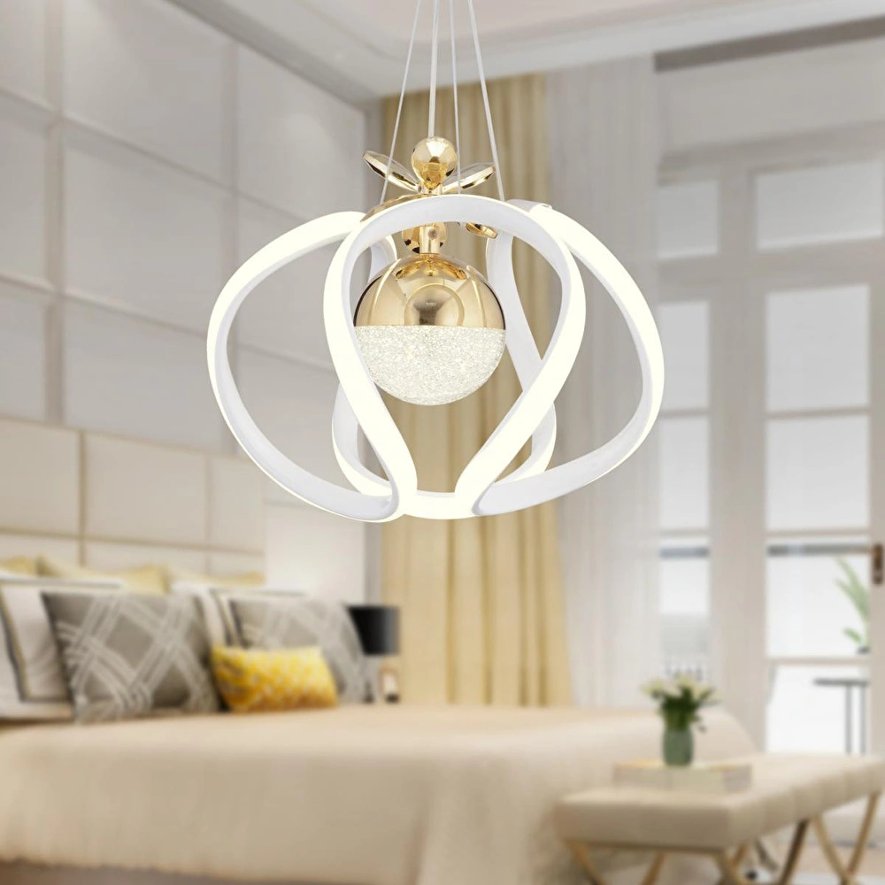 Apliqa Pelin Tekli Beyaz Gold 3 Renkli 39 Watt Ledli Modern Oturma Odası, Koridor, Salon Led Avize görseli 1