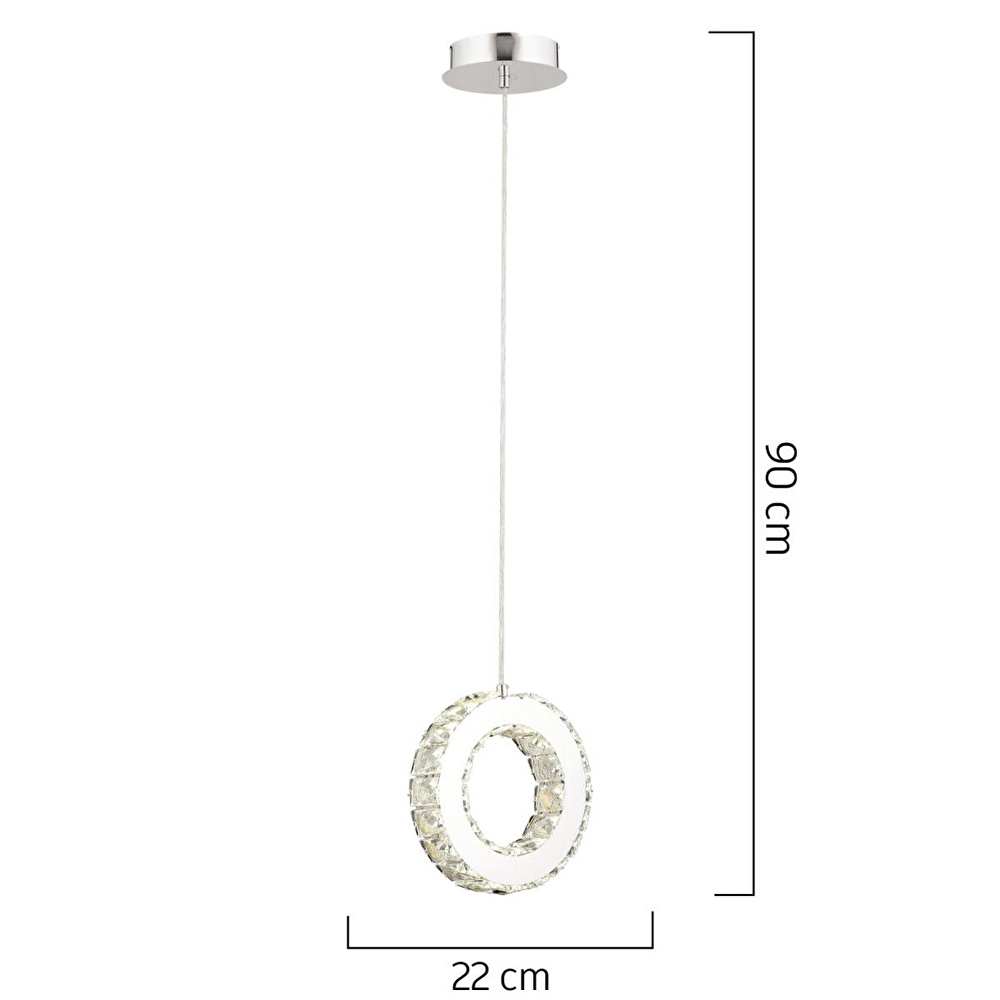 Apliqa Akanay Tekli Krom Ledli 3 Renkli Sarkıt Kristalli Taşlı Modern Tasarım Led Kristal Top Salon Avize görseli 5