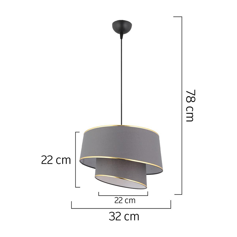 Apliqa Paoni 2 Katlı Antrasit Gold Detaylı Modern Koridor,yatak Odası Salon Avize görseli 5