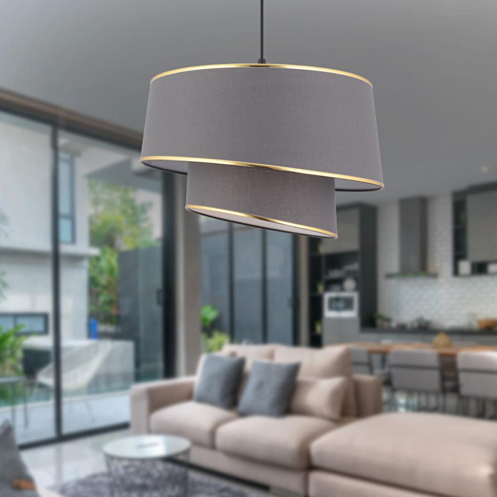 Apliqa Paoni 2 Katlı Antrasit Gold Detaylı Modern Koridor,yatak Odası Salon Avize görseli 1