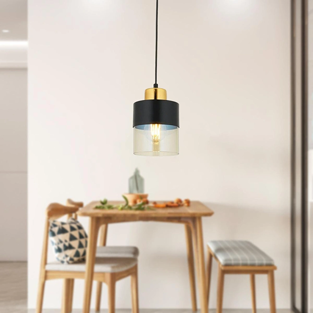 Apliqa Boris Tekli Siyah Gold Modern Retro Sarkıt Mutfak Salon Sarkıt Avize görseli 1