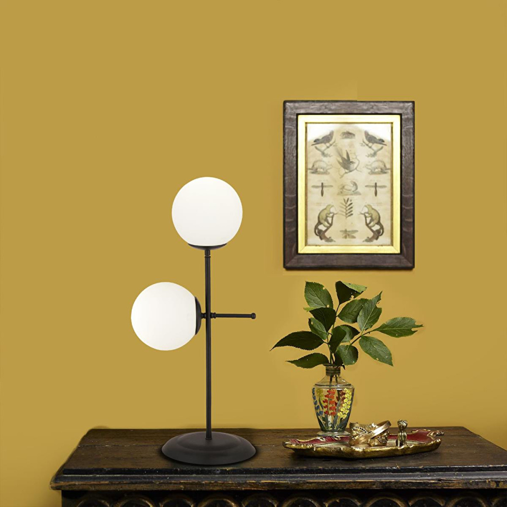 Apliqa Günay 2li Siyah Beyaz Camlı Masa Lambası Modern Tasarım Salon-yatak Odası Retro Abajur görseli 1