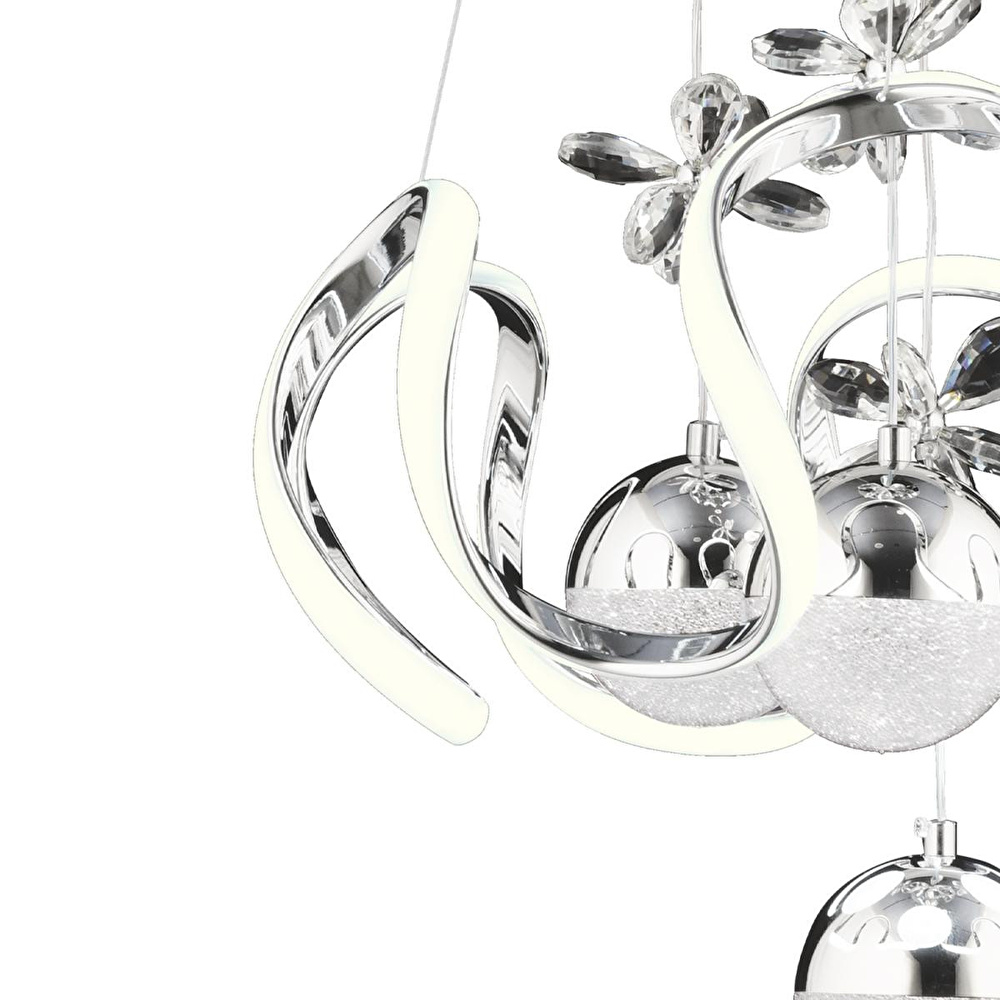 Apliqa Jonas Krom 3 Renkli 103 Watt Kristal Ledli Modern Oturma Odası Salon Sarkıt Avize görseli 3