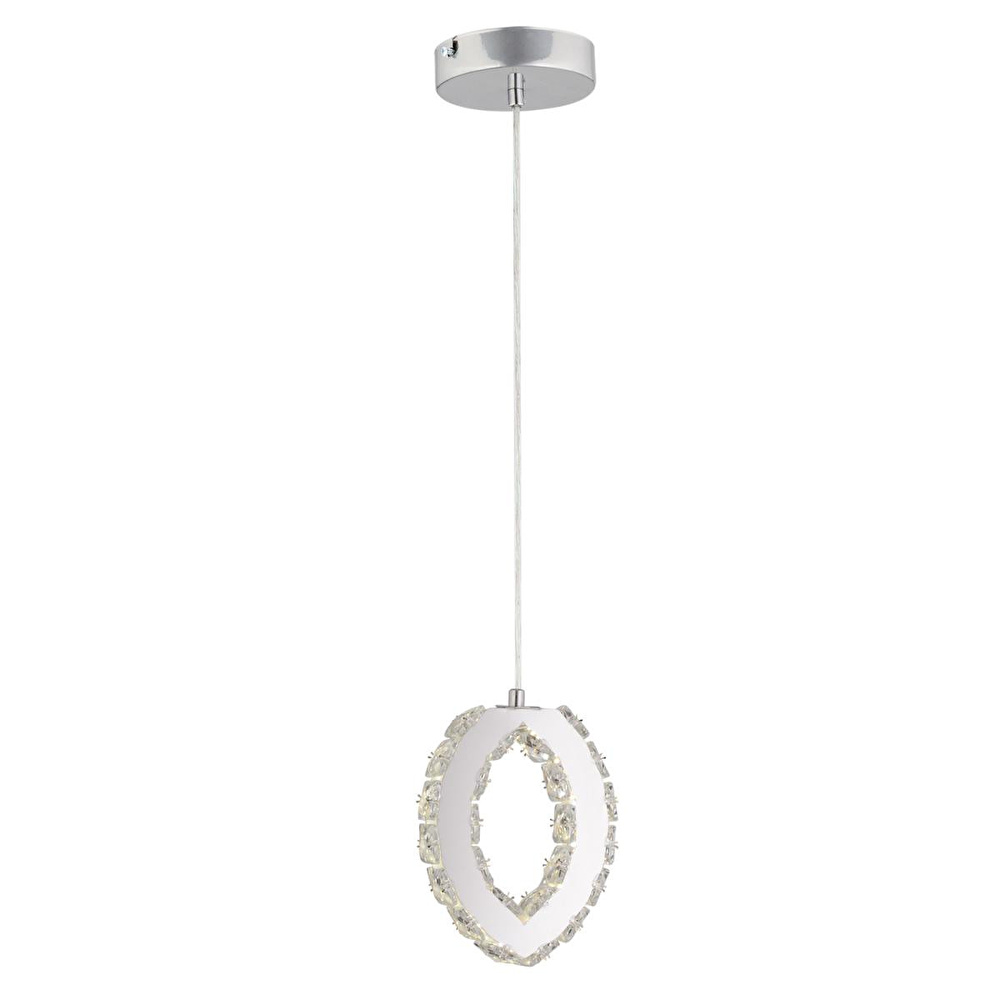 Apliqa Wicker 40 Watt Tekli Krom Ledli 3 Renkli Sarkıt Kristalli Taşlı Modern Tasarım Led Kristal Salon Avize görseli 2