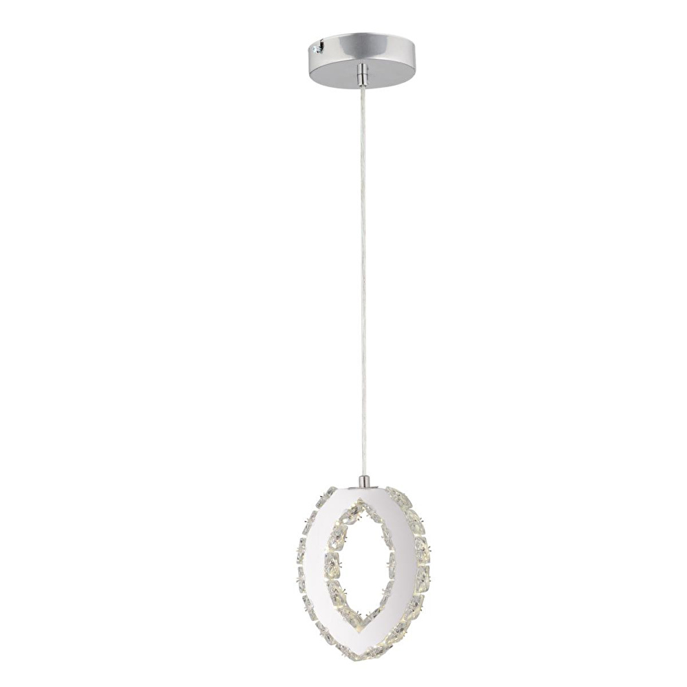 Apliqa Wicker 40 Watt Tekli Krom Ledli 3 Renkli Sarkıt Kristalli Taşlı Modern Tasarım Led Kristal Salon Avize görseli 3