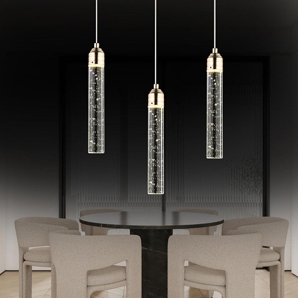 Apliqa Zaki 3 Lü Gold Kaplama 3 Renkli 45 Watt Ledli Modern Tasarım Oturma Odası,genç Odası,yatak Odası,salon Sarkıt Led Avize görseli 1