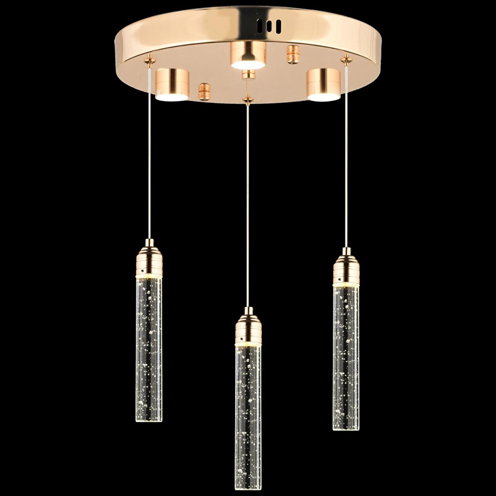 Apliqa Zaki 3 Lü Gold Kaplama 3 Renkli 45 Watt Ledli Modern Tasarım Oturma Odası,genç Odası,yatak Odası,salon Sarkıt Led Avize görseli 2