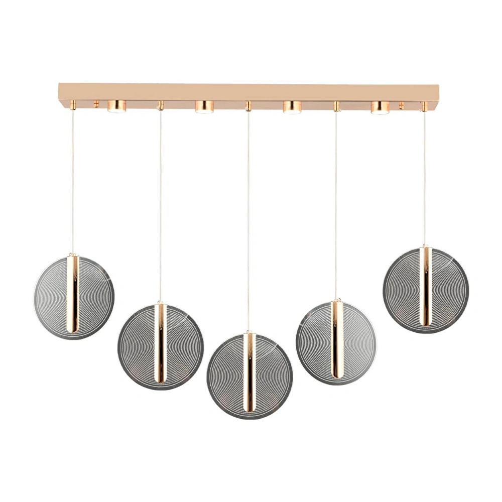 Apliqa Dustin 5'li Sıralı 3 Renk 75 Watt Gold Kristal Ledli Modern Oturma Odası Salon Sarkıt Avize görseli 2