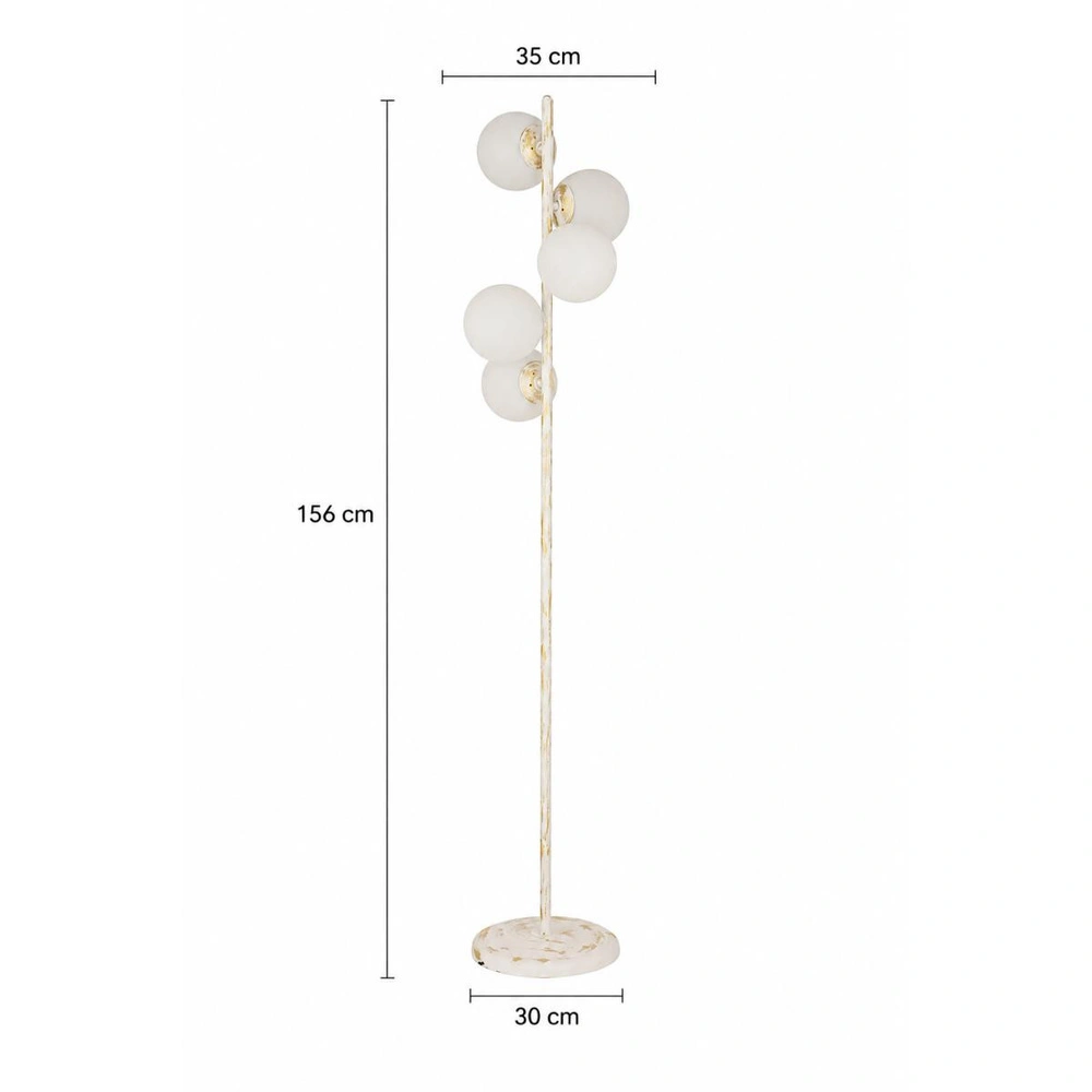 Apliqa Uzel 5li Beyaz Patinalı Modern Tasarım Metal Lambader görseli 6