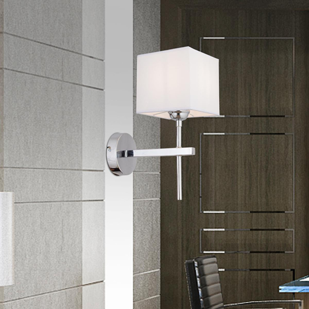 Apliqa Rory Tekli Beyaz Şapkalı Krom Duvar Lambası Yatak Odası-yatak Başı-banyo Için Modern Aplik görseli 1