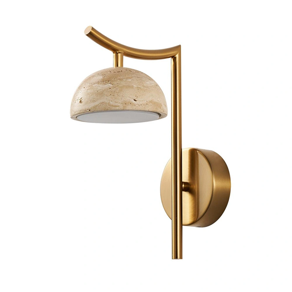 Apliqa Caelis Mermer Desenli Traverten Modern Salon Led Aplik görseli 3