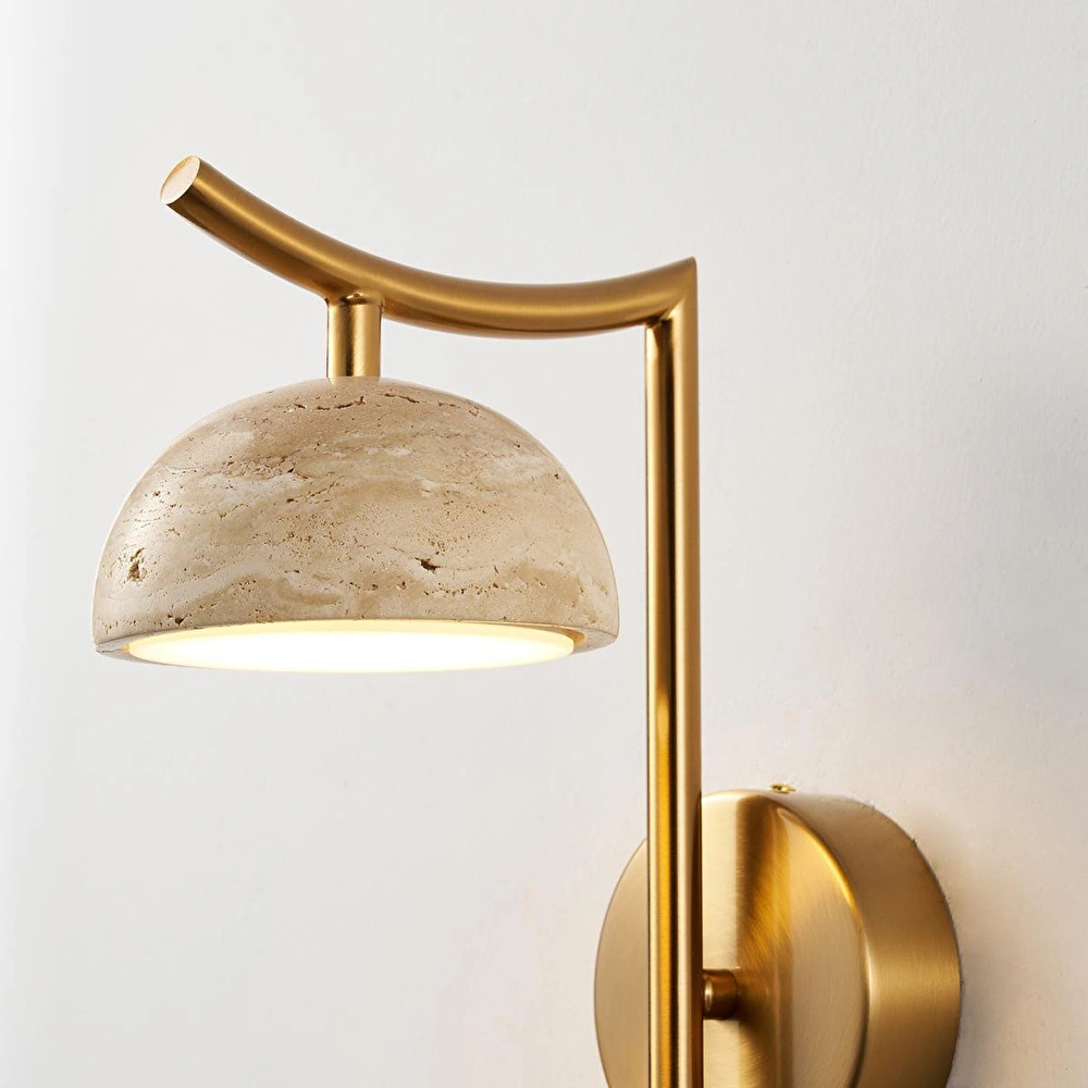 Apliqa Caelis Mermer Desenli Traverten Modern Salon Led Aplik görseli 5