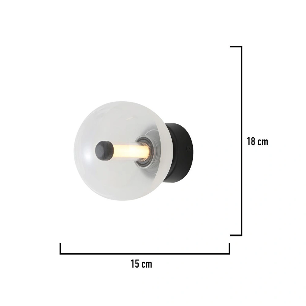 Apliqa Neval Siyah Gold 2 Watt Modern Yatak Başı, Modern Salon Aplik görseli 3