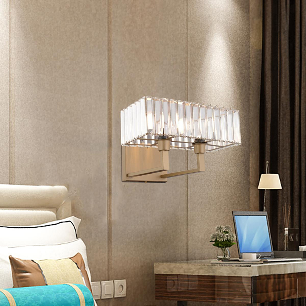Apliqa Brambles Eskitme Kristal Taşlı Duvar Lambası Yatak Odası-yatak Başı-salon Için Aplik görseli 1