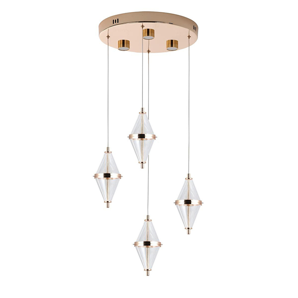 Apliqa Edward 4'lü 42 Watt Yuvarlak Gold Ledli Modern Salon Avize görseli 3