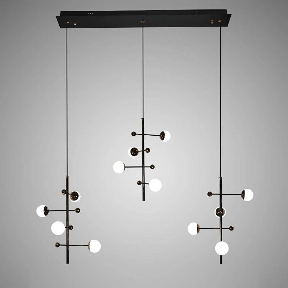 Apliqa Addo Siyah 3'lü 12 Watt Sıralı Modern Sarkıt Koridor, Yemek Masası Üstü, Salon Sarkıt Led Avize görseli 2