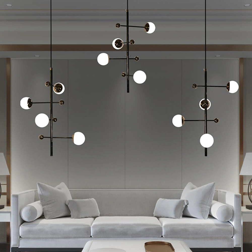 Apliqa Addo Siyah 3'lü 12 Watt Sıralı Modern Sarkıt Koridor, Yemek Masası Üstü, Salon Sarkıt Led Avize görseli 1