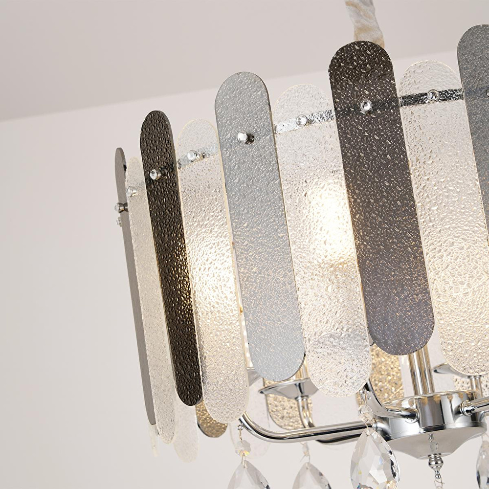 Apliqa Madera 50'lik Krom Füme Camlı Kristal Taşlı Avize görseli 4