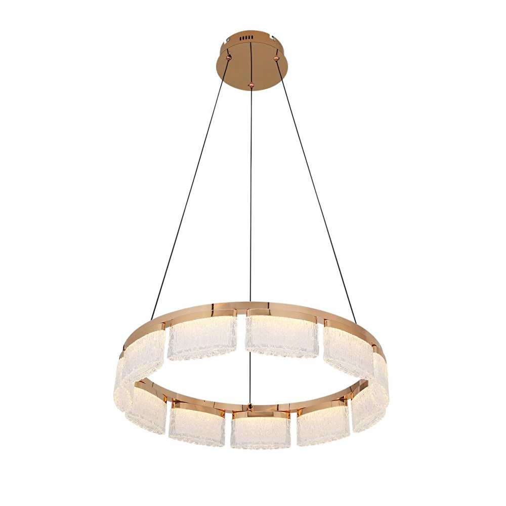 Apliqa Rosae 60'lık Gold Krisatal Yuvarlak Sarkıt Salon Led Avize görseli 4