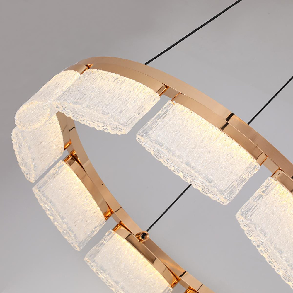 Apliqa Rosae 60'lık Gold Krisatal Yuvarlak Sarkıt Salon Led Avize görseli 5