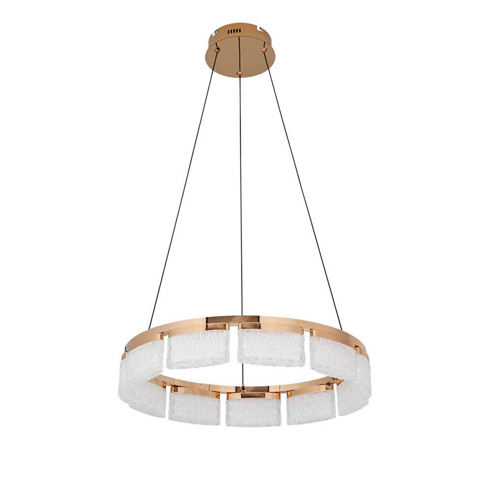 Apliqa Rosae 60'lık Gold Krisatal Yuvarlak Sarkıt Salon Led Avize görseli 3
