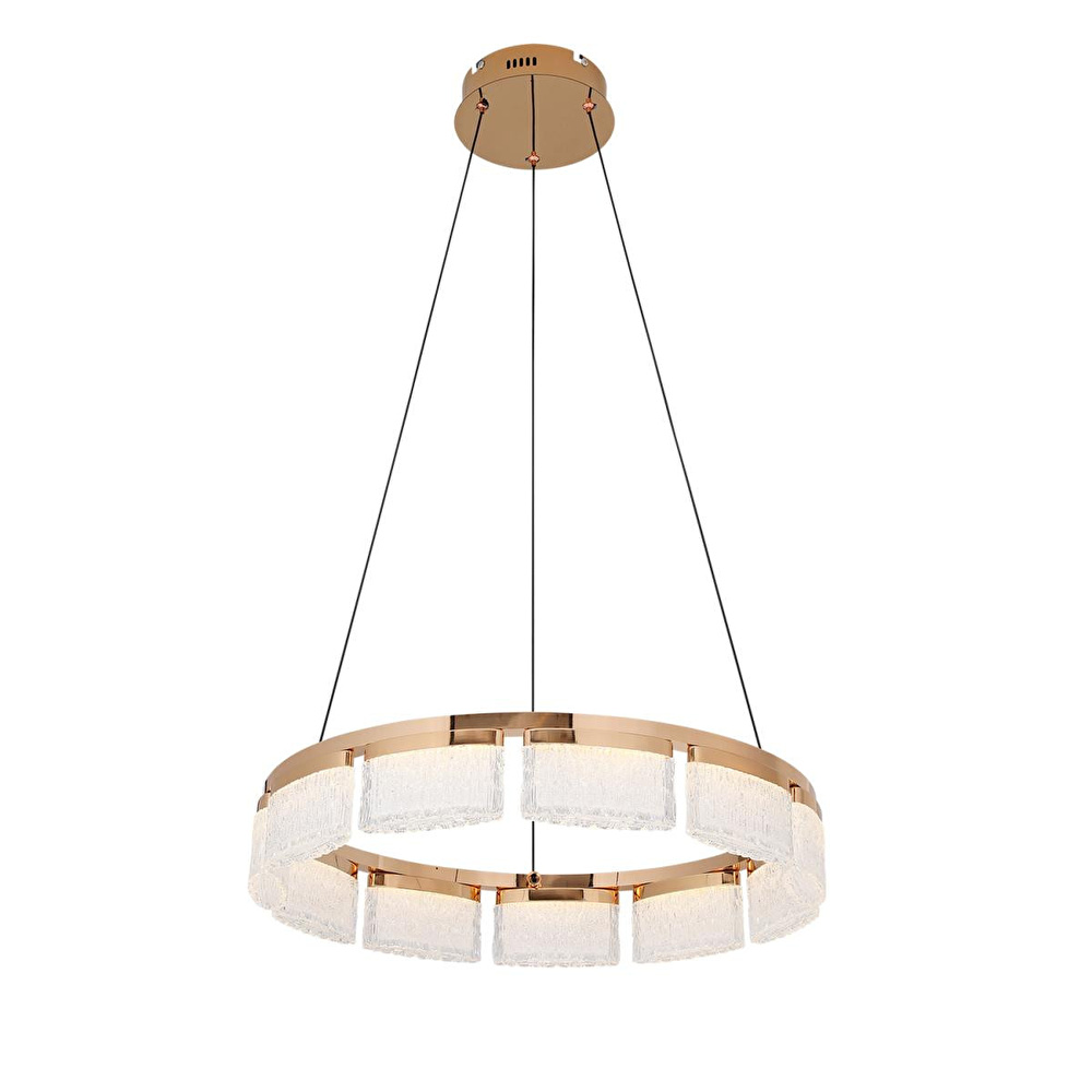 Apliqa Rosae 60'lık Gold Krisatal Yuvarlak Sarkıt Salon Led Avize görseli 2