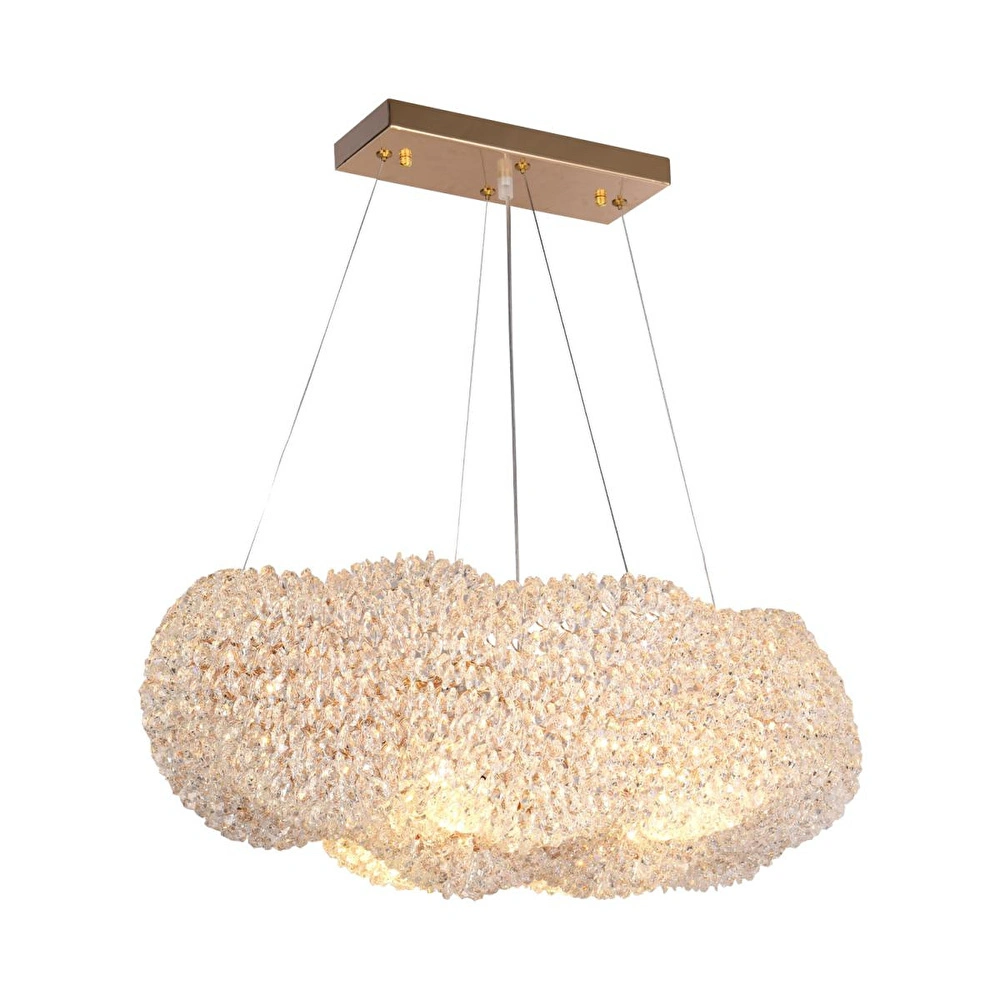 Apliqa Pansy 60 Lik Bulut Gold Kaplamalı Modern Tasarım Salon Kristal Sarkıt Avize görseli 2