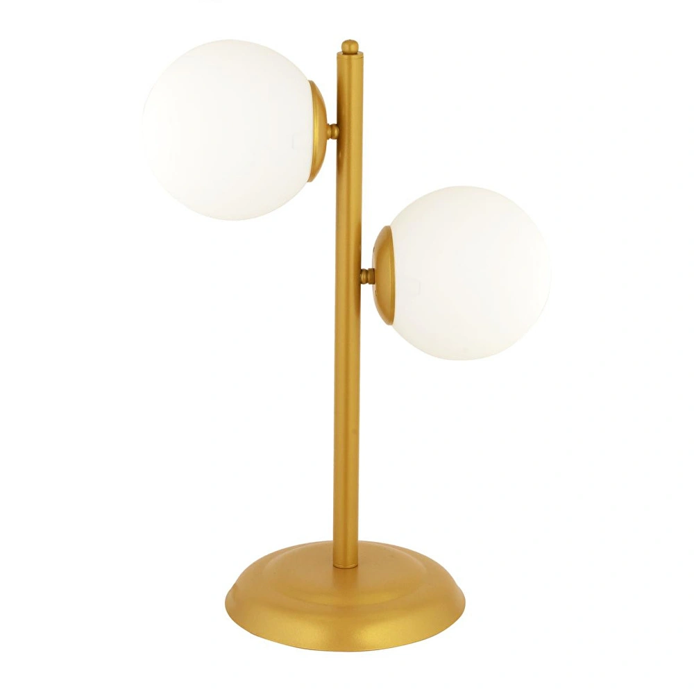 Apliqa Siena 2li Gold Boyalı Beyaz Camlı Masa Lambası Modern Tasarım -yatak Odası-salon Abajur görseli 5