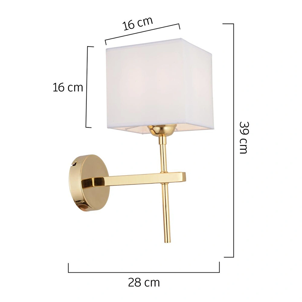 Apliqa Rory Tekli Beyaz Şapkalı Gold Duvar Lambası Yatak Odası-yatak Başı-banyo Için Modern Aplik görseli 5