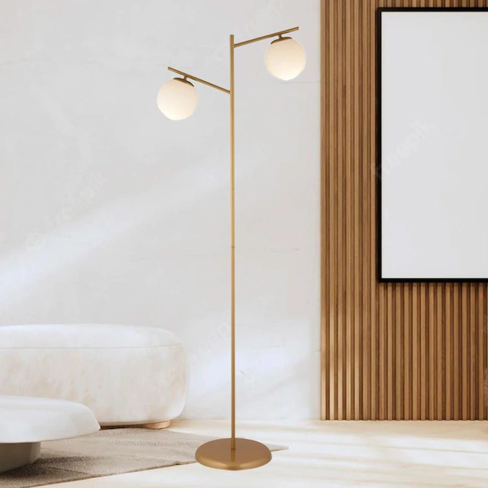 Apliqa Rengi 2li Eskitme Beyaz Camlı Modern Dekoratif Tasarım Oturma Odası-salon Lambader görseli 1