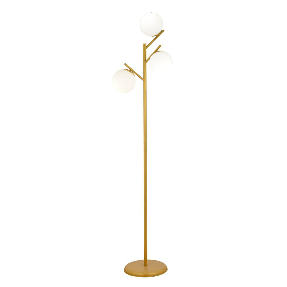 Apliqa Renji 3lü Gold Boyalı Beyaz Camlı Modern Tasarım Metal Lambader görseli 2