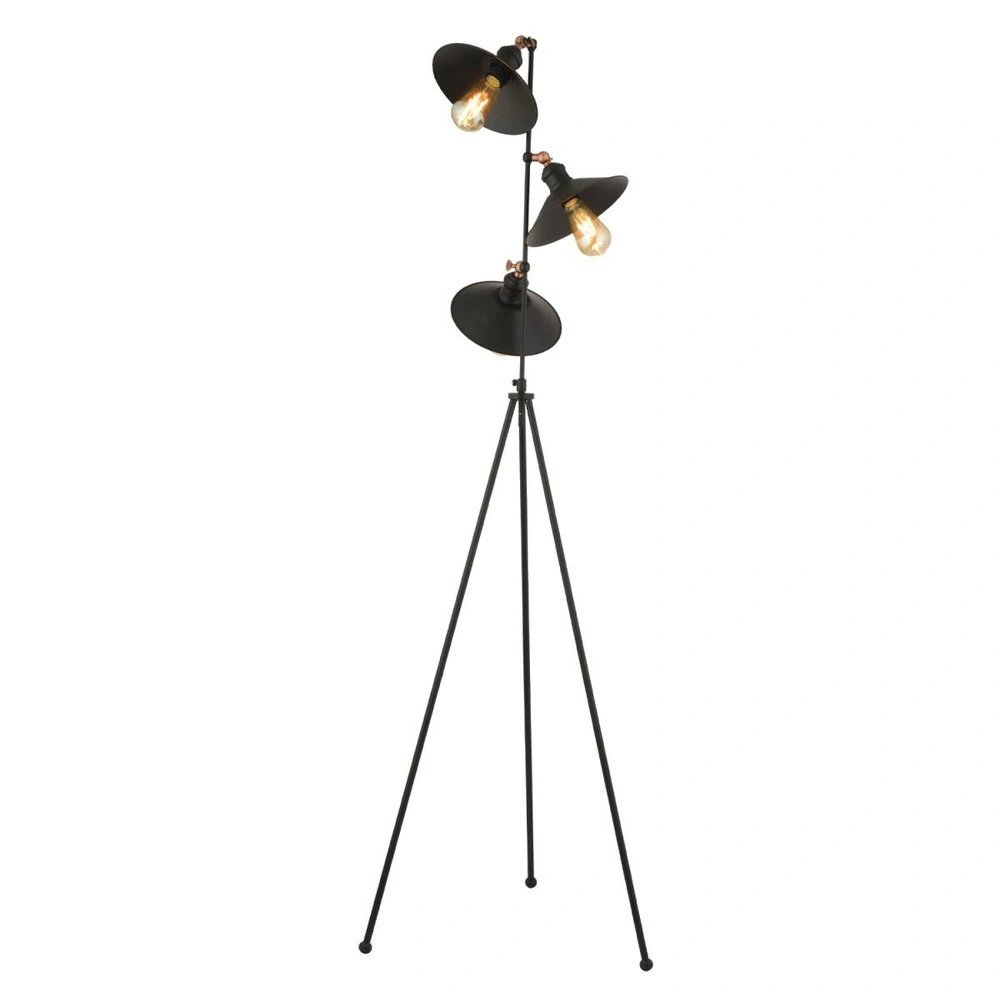 Apliqa Violet 3lü Siyah Modern Tasarım Retro 3 Ayaklı Abajur Lamba Metal Lambader görseli 2