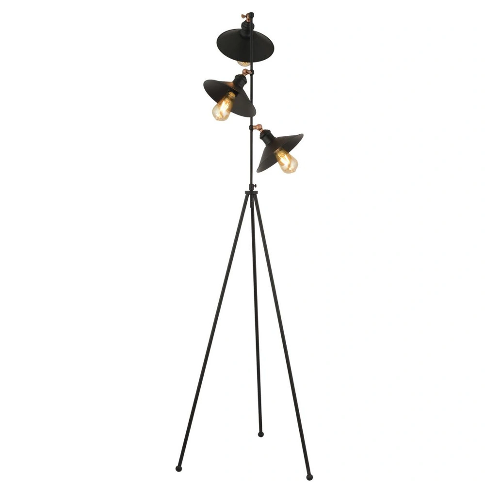 Apliqa Violet 3lü Siyah Modern Tasarım Retro 3 Ayaklı Abajur Lamba Metal Lambader görseli 1
