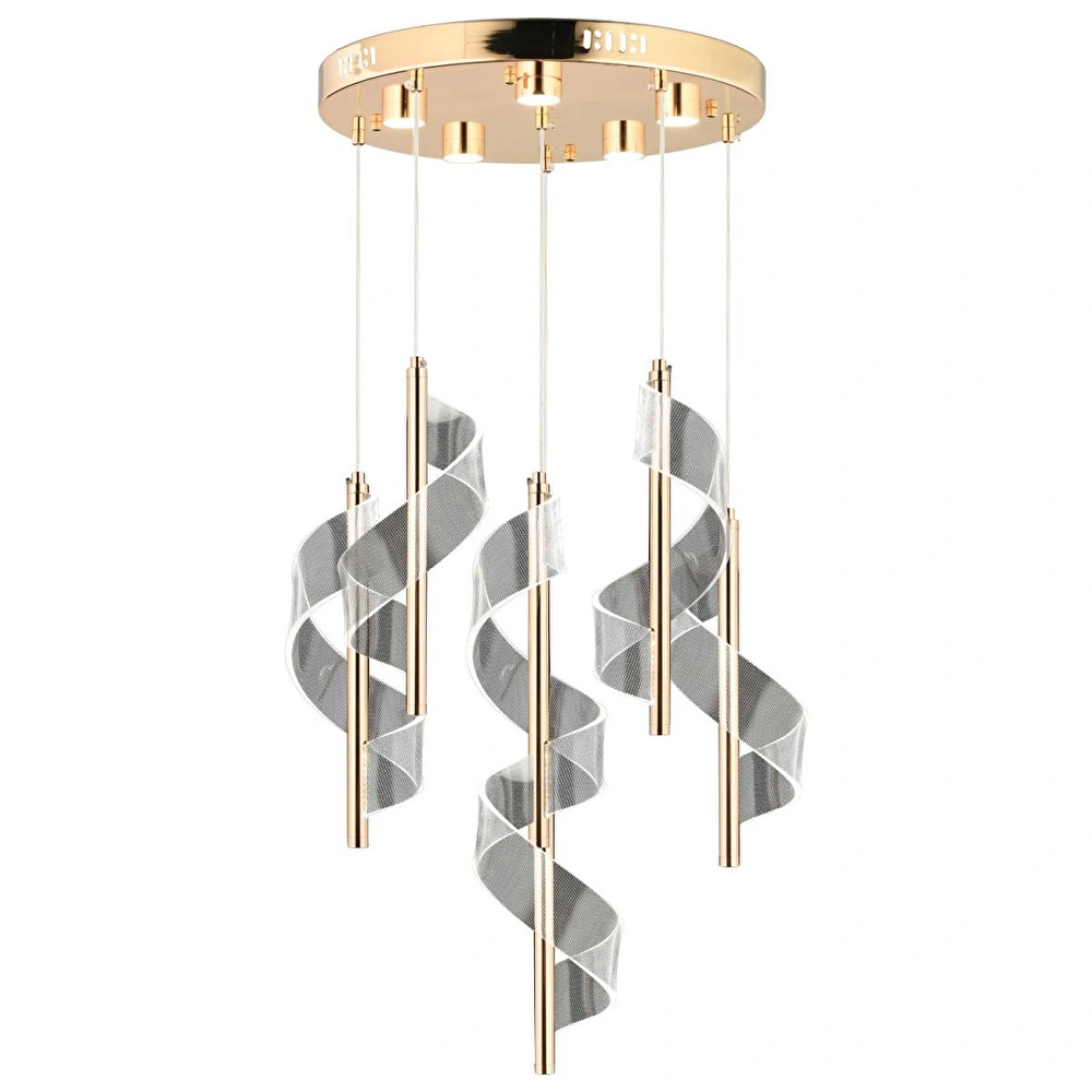 Apliqa Jadon 6'lı Yuvarlak 3 Renkli 53 Watt Gold Kristal Ledli Modern Oturma Odası Salon Sarkıt Avize görseli 3