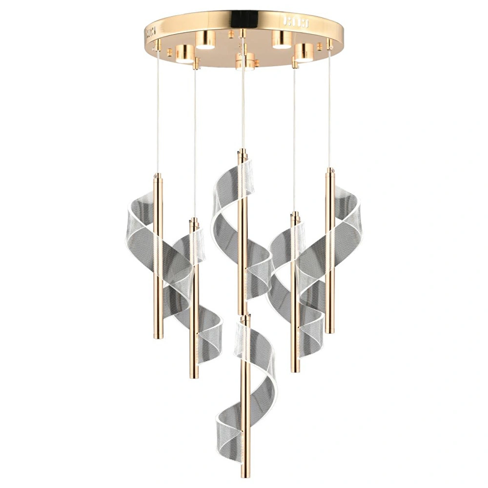 Apliqa Jadon 6'lı Yuvarlak 3 Renkli 53 Watt Gold Kristal Ledli Modern Oturma Odası Salon Sarkıt Avize görseli 2