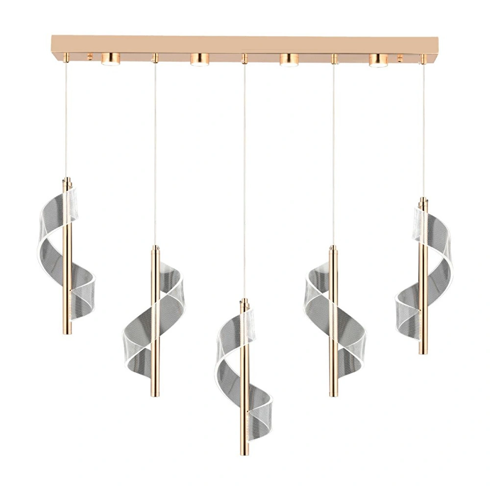 Apliqa Jadon 5'li Sıralı 3 Renkli 40 Watt Gold Kristal Ledli Modern Oturma Odası Salon Sarkıt Avize görseli 2