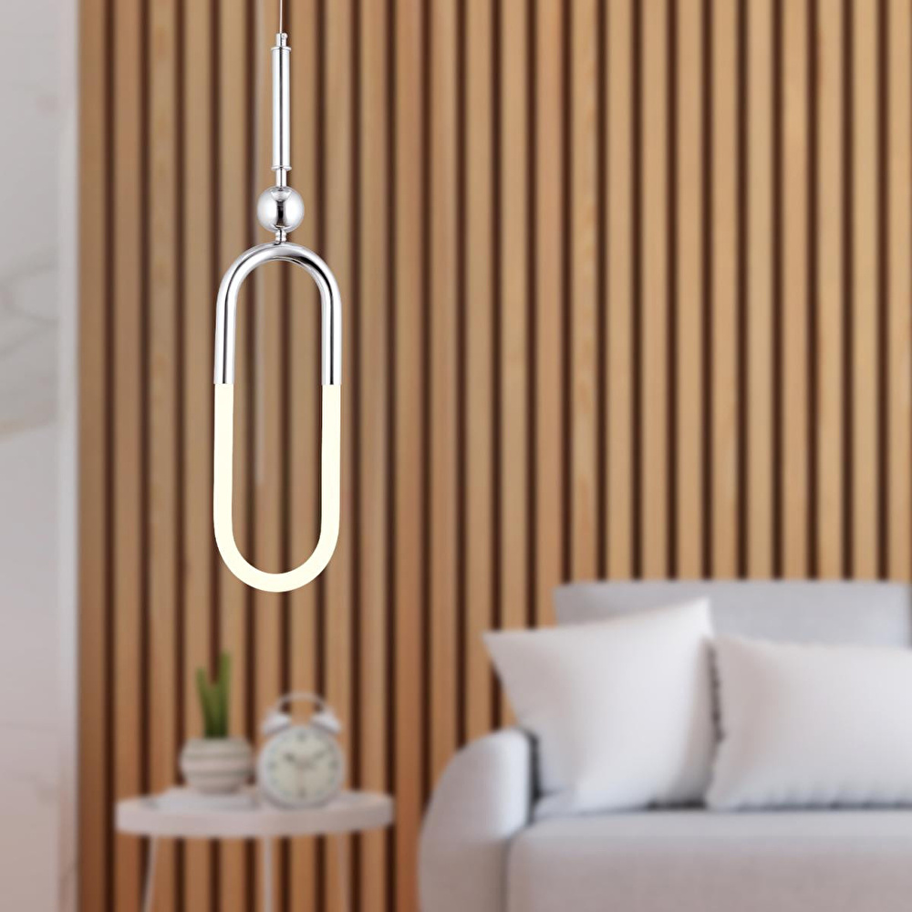Apliqa Thisted Tekli Krom Ledli 13 Watt Modern Koridor, Yatak Odası Salon Sarkıt Led Avize görseli 1