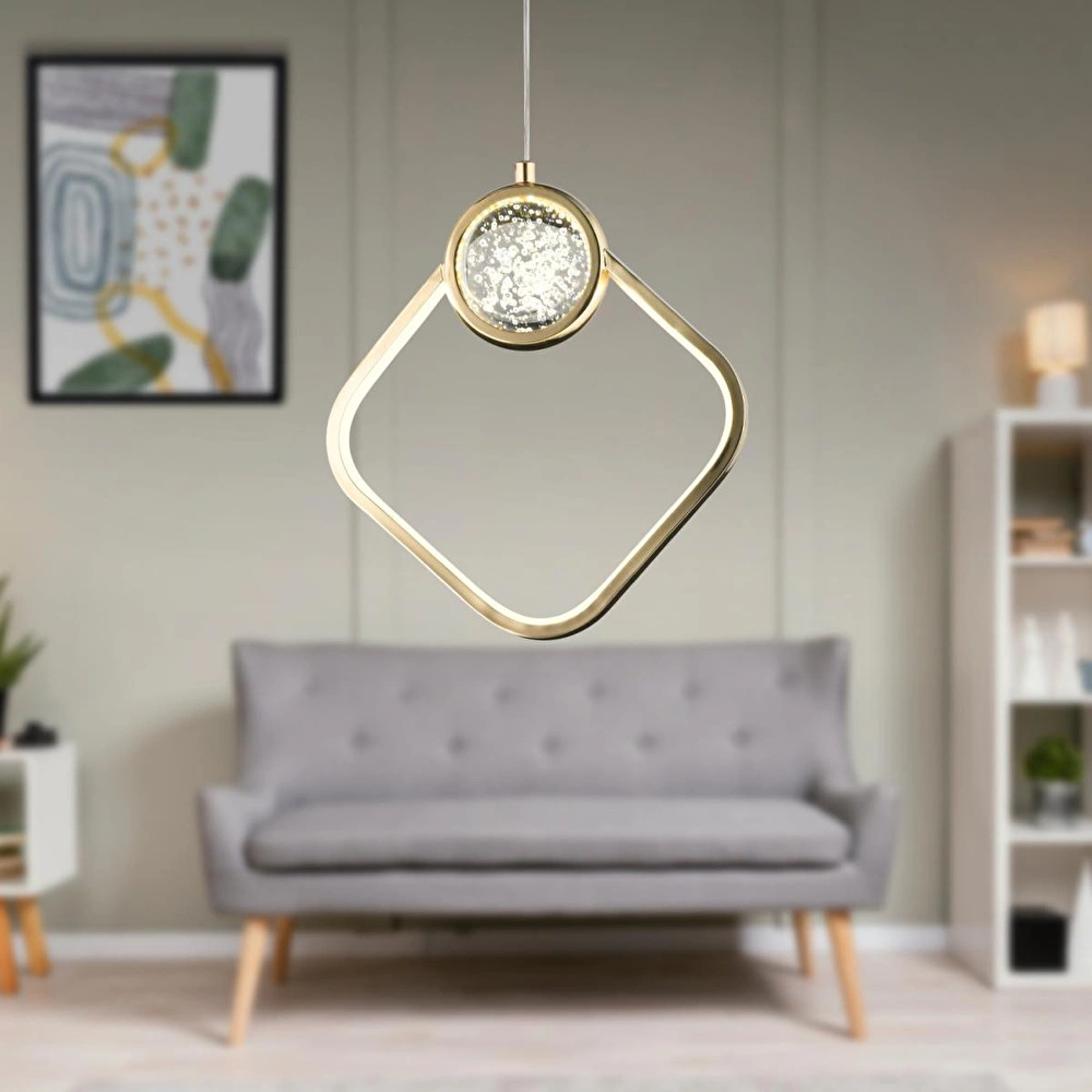 Apliqa Frieda Tekli 3 Renkli 17 Watt Gold Ledli Modern Oturma Odası Salon Sarkıt Avize görseli 1