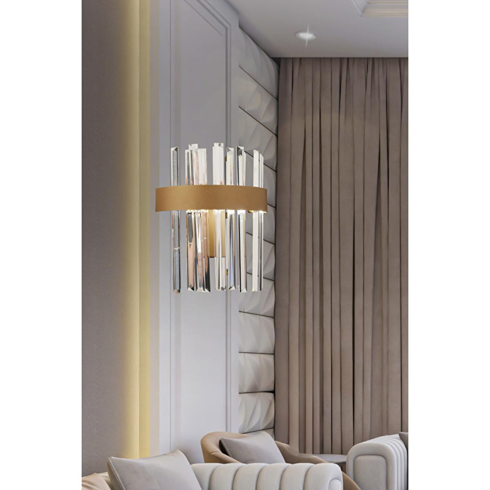 Apliqa Brampton Ledli 3 Renk Kristal Led Salon-yatak Başı Aplik görseli 1