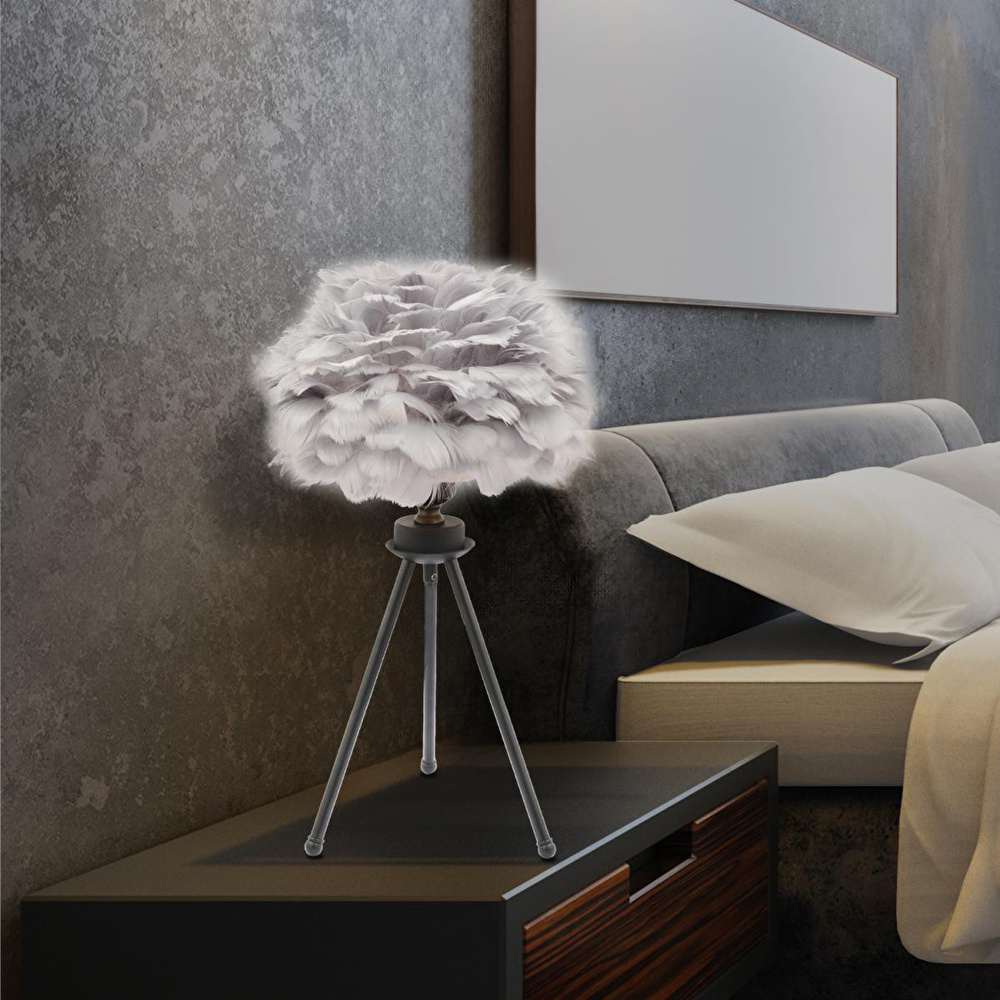 Apliqa Beli̇nay Si̇yah Tüylü Abajur Masa Lambası Modern Tasarım -yatak Odası-salon Abajur görseli 1