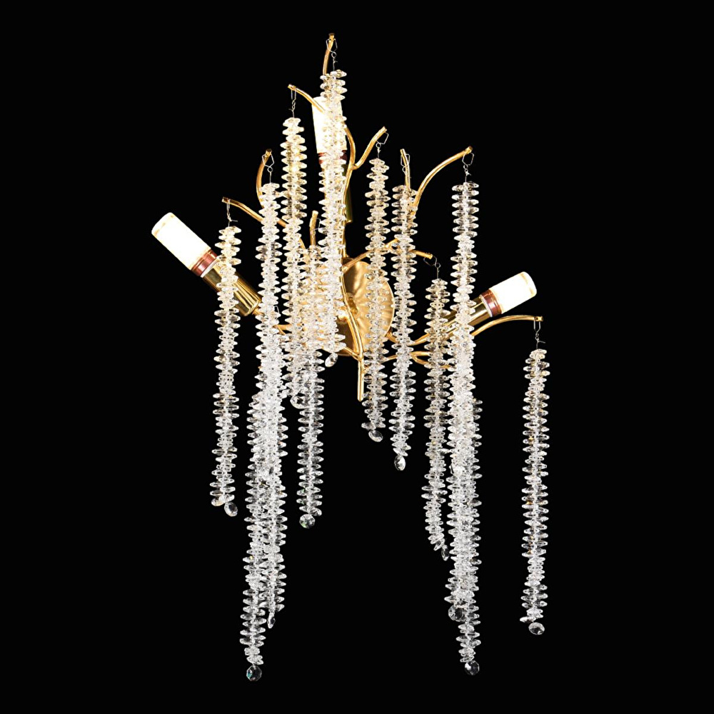 Apliqa Dina Serip Gold Kaplamalı Modern Tasarım Salon Kristal Yatak Başı Aplik görseli 2
