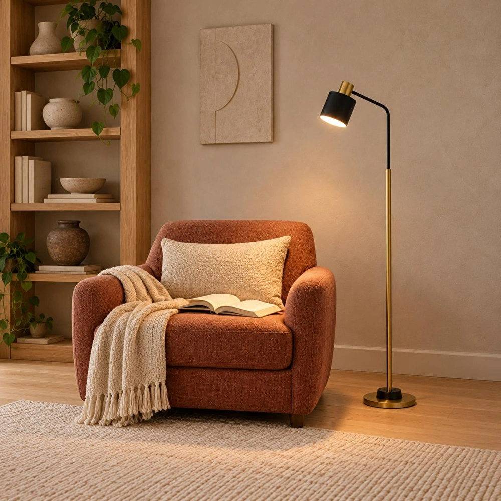 Apliqa Gerodi Siyah Retro Başlıklı Modern Dekoratif Köşe Lambader görseli 1